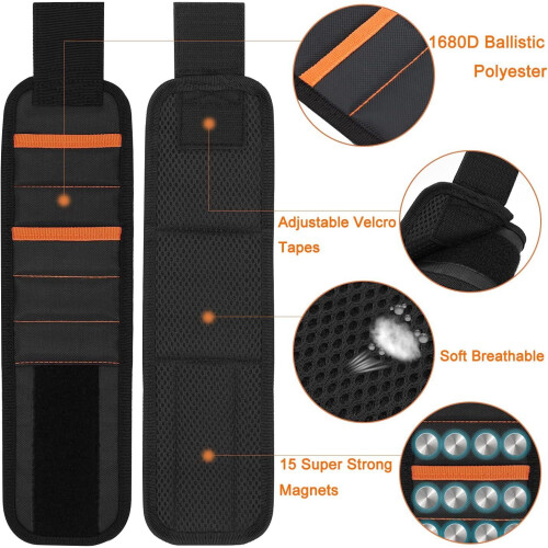 Magnetic Wristband for Tools with 15 Strong Magnets 1
