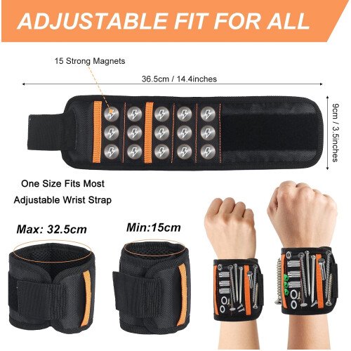 Magnetic Wristband for Tools with 15 Strong Magnets 2
