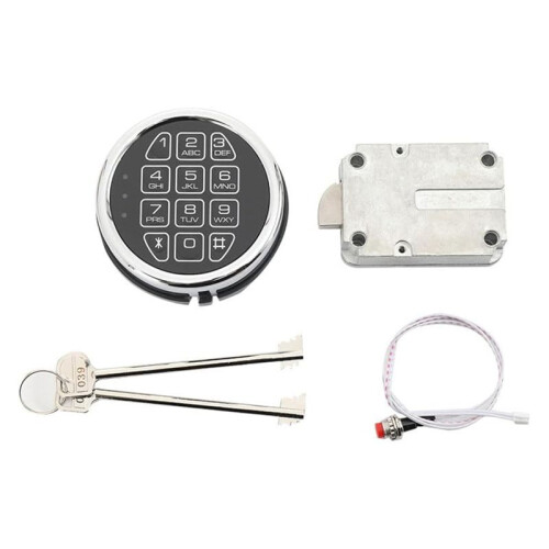 Lock Replacement Solenoid Lock,Chrome Digital Electronic Keypad Lock for Swing Bolt Safes,Reset Cable,Circuit Board Lock 1