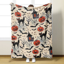 Halloween Flannel Throw Blanket Soft Lightweight