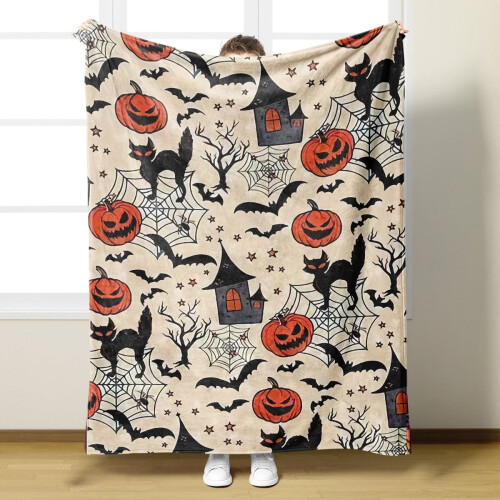 Halloween Flannel Throw Blanket Soft Lightweight