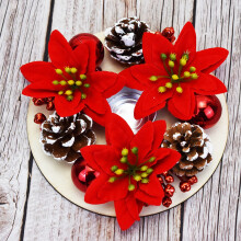 Needle Candlestick Wreath 5.9in Artificial Leaves Holiday