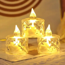 LED Crystal Flameless Candles Orange 3 pcs