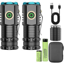 Rechargeable Mini Flashlight with Pocket Clip and Storage
