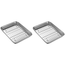 Toaster Oven Tray and Rack Set Stainless Steel 2 pcs