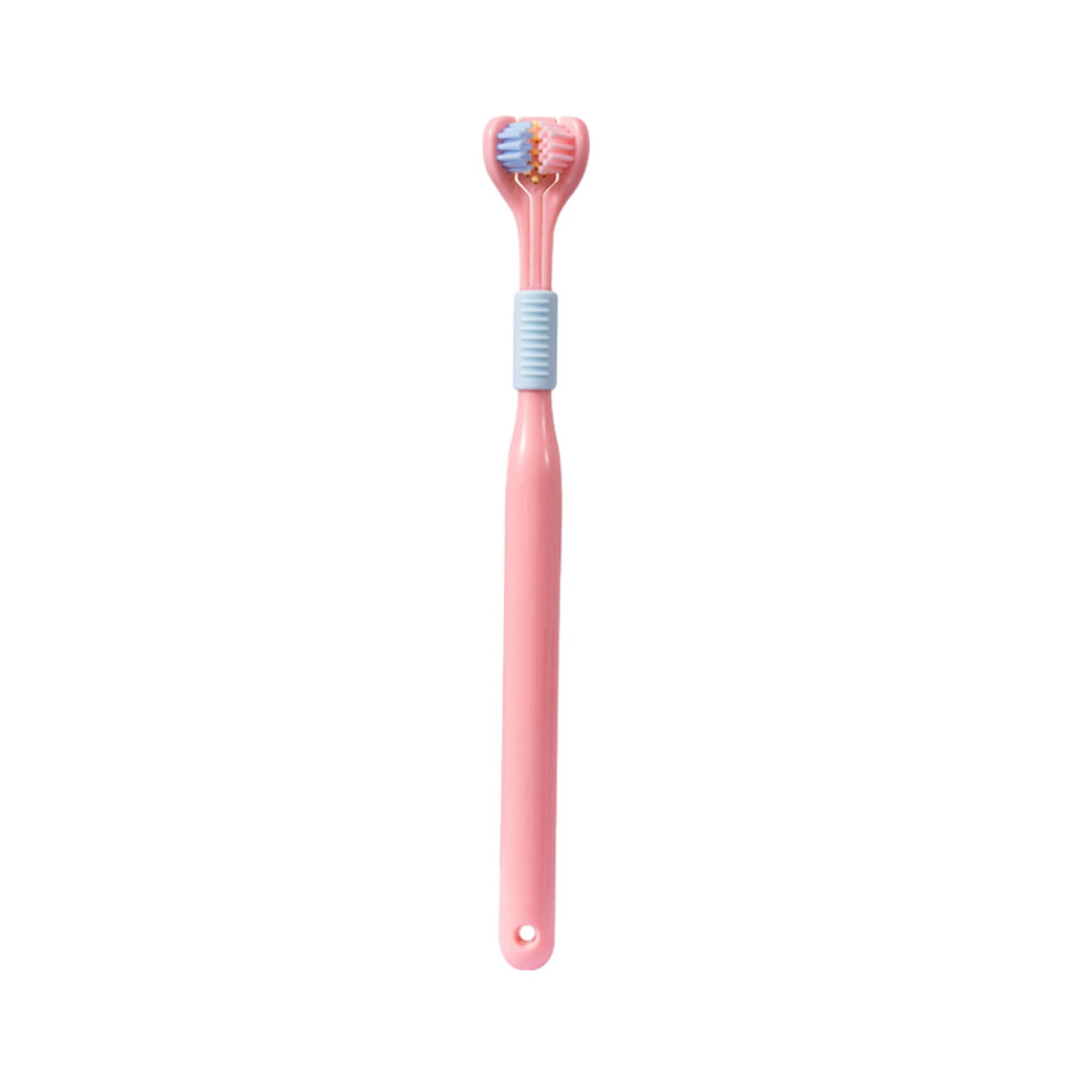 Portable 3-head toothbrush with soft bristles and tongue