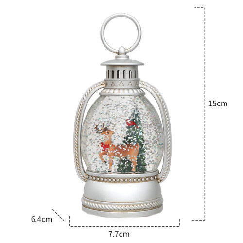 Christmas Ornament Lantern Light with Glitter Santa Snowman 2