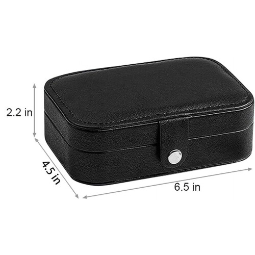Jewelry Box Leather Travel Case 2-Layer Black 1