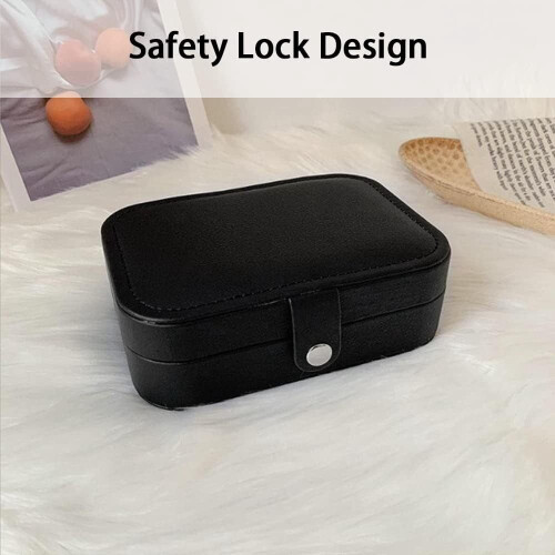 Jewelry Box Leather Travel Case 2-Layer Black 2