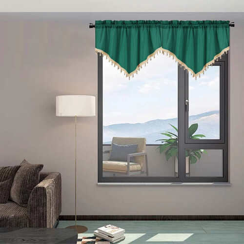 Solid beaded valance curtain set vintage swag for windows 2