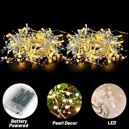 Christmas berry beaded string lights white 10ft 2 pcs 2