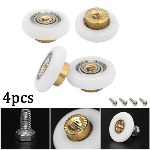 Shower Room Pulley Wheels Nylon Copper 23mm 4pcs 1