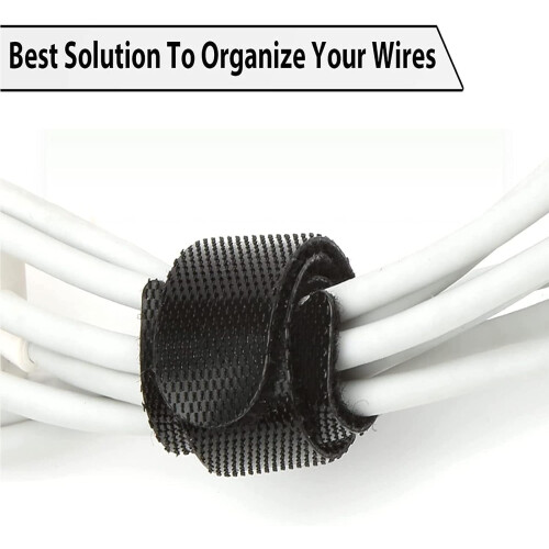 Reusable Cable Ties Black Hook and Loop 100 pcs 2