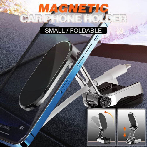 Magnetic 360 Folding Car Phone Holder Silver 1