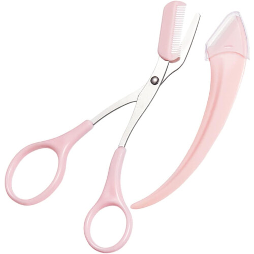 Eyebrow Scissors Stainless Steel Arc Shape Pink 3-Pack 2