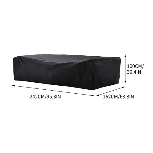 Patio Table Cover Waterproof Stretch Black Spandex 1 pc 2
