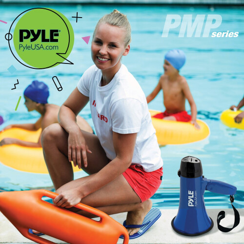 Pyle portable megaphone speaker with siren mode blue 2