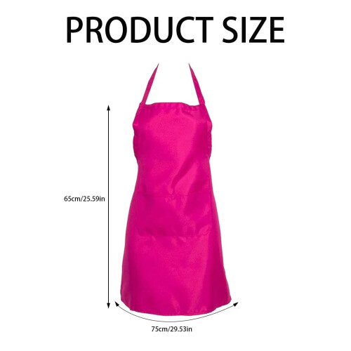 Women's Rose Red Apron 75x65cm with Pocket 2