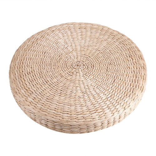 Outdoor pouf light-yellow natural straw circular 1