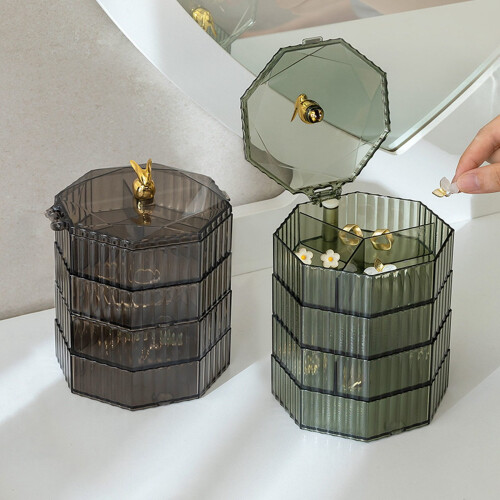 MarinaVide acrylic jewelry box 4-layer clear with handle 2