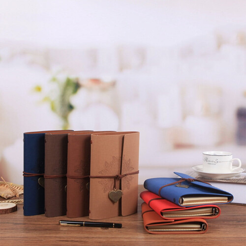 Notebook rope-bound loose-leaf dark blue retro travel diary 2