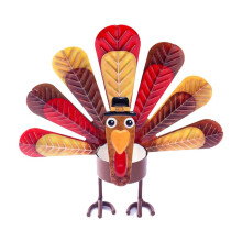 Metal turkey candle holder Thanksgiving table decoration