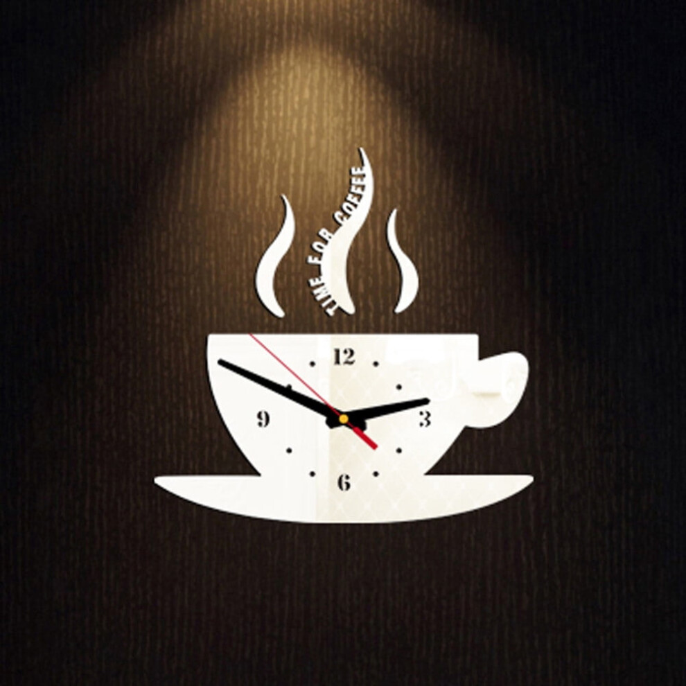 Coffee-Shaped Acrylic 3D Mirror Wall Clock 946140787497
