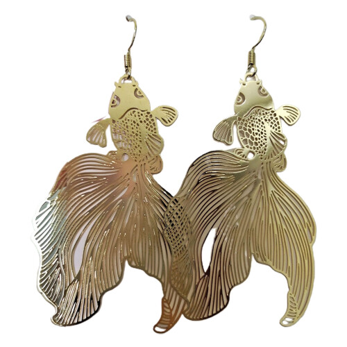 Chinese-style goldfish dangle earrings with hook 1