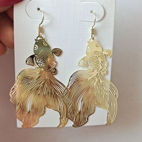 Chinese-style goldfish dangle earrings with hook 2