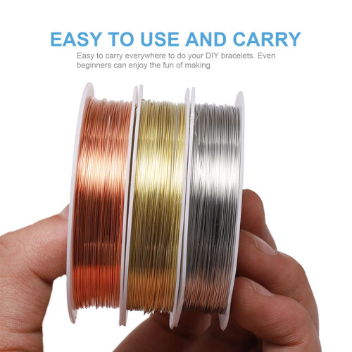 Gecheer jewelry beading wire 0.5mm 23ft copper 1