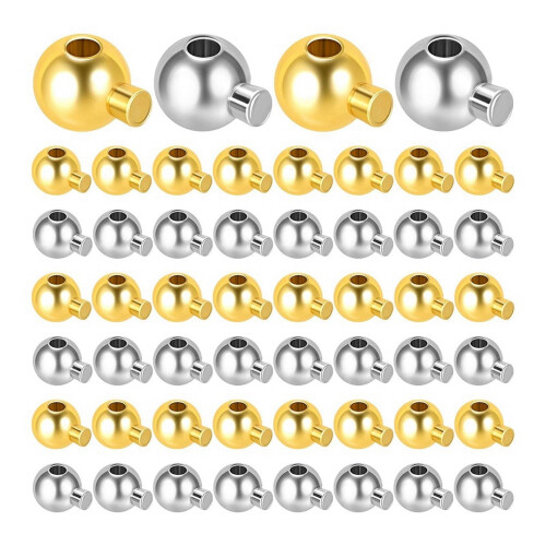 Crimp Beads for Jewelry Making Gold Silver 80 pcs 1