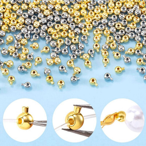 Crimp Beads for Jewelry Making Gold Silver 80 pcs 2