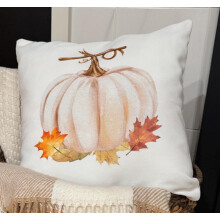 NEUER Kissenbezug im Landhausstil für den Herbst – Aquarell-Kürbisdekor – Kissenbezüge mit Herbstblättern