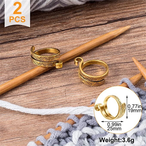Crochet Finger Rings Adjustable with Yarn Guide 2 Pack
