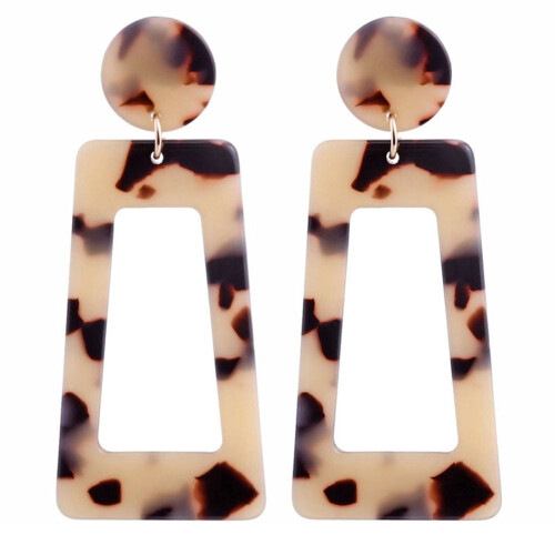 Pendientes colgantes grandes de forma rectangular geométrica multicolor. 1