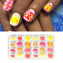 MFJESEAA Press-On Nails Floral Design 24 Pieces