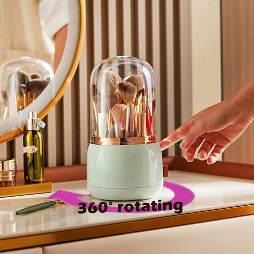 Makeup Brush Holder with Lid and 360 Rotation 1