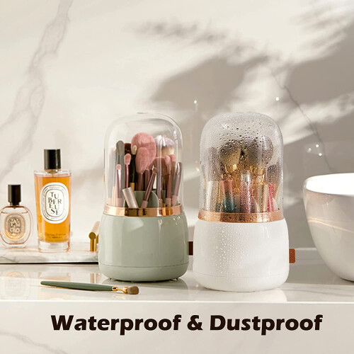 Makeup Brush Holder with Lid and 360 Rotation 2