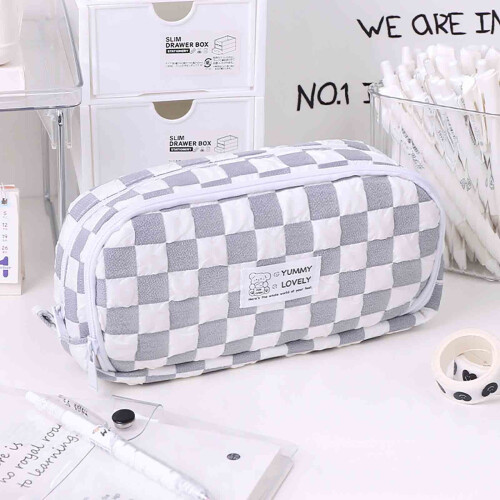 Pencil Case with Compartments and Zipper Closure