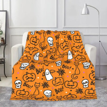 Halloween bat print purple soft throw blanket 50x60 inches