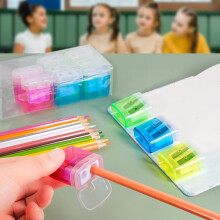 Double Hole Pencil Sharpener with Cover 4 pcs