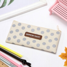 Dark Purple Pencil Bag with Lattice Dots Design Large
