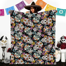 Day of the Dead Sugar Skull Flannel Throw Blanket 50x60 in