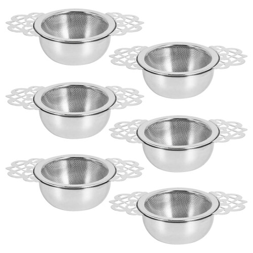 Stainless Steel Tea Strainer with Handle 6 Pack