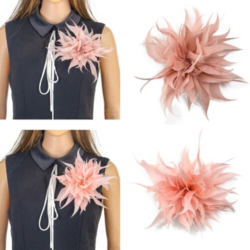 Feather Flower Brooch Handmade for Wedding Banquet 2