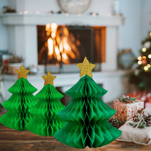 Honeycomb Paper Christmas Tree Decor 3 pcs 2