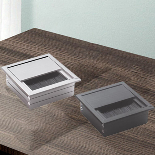 Cable Grommet Cover Square Aluminum 80x80mm Silver 2