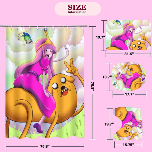 Adventure Time shower curtain set waterproof 4-piece 1
