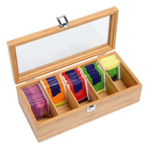 Bamboo Tea Bag Jewelry Organizer Box 1