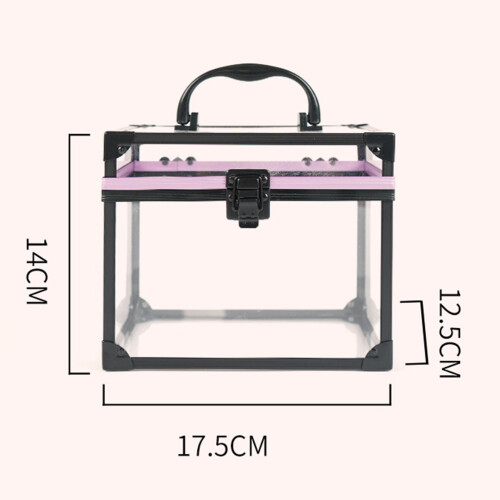 Gardenne clear makeup case with handle and lock, large 2